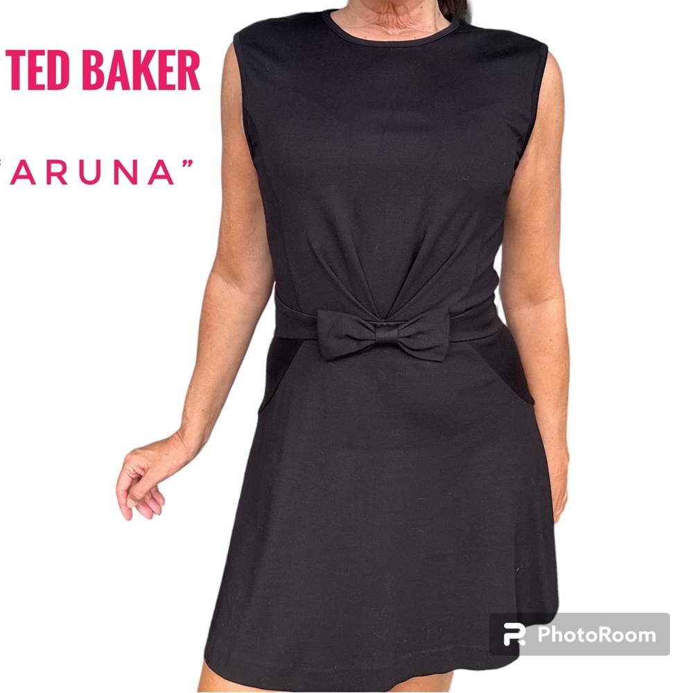 Ted Baker London “Aruna” bow black no sleeves dress Ted Size  2 = US SZ 6